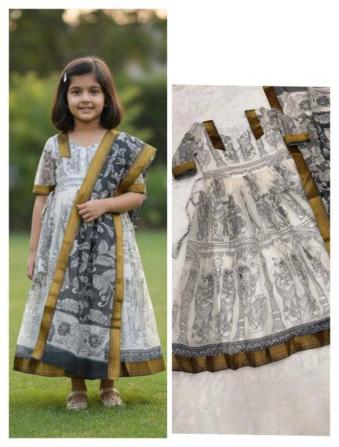 NEW LAUNCING KIDS GOWN chanderi Cheap kids wear wholesale